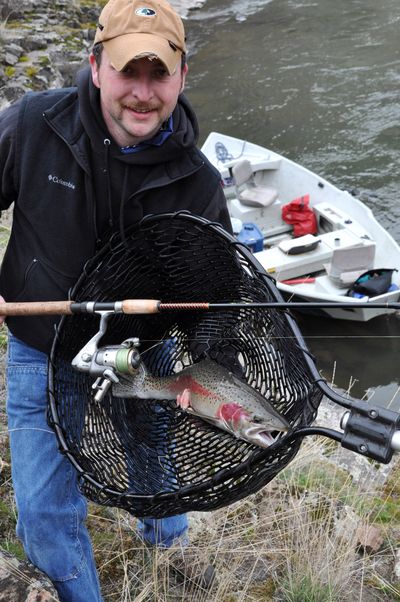 Joe Mirasole netted this steelhead during a February float-fishing trip on the Grande Ronde River. (Rich Landers)