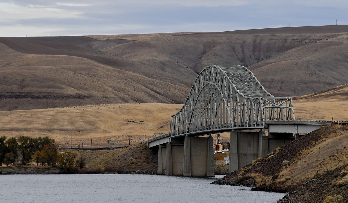The Central Ferry Bridge in Garfield County is photographed on Thursday, Oct 28, 2021, on the Snake River near Pomeroy, Washington.  (Tyler Tjomsland/The Spokesman-Review)