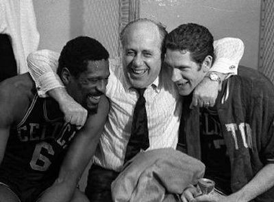 
 Red Auerbach and two of his Hall of Famers – Bill Russell, left, and John Havlicek – celebrate their 1968 NBA title. 
 (Associated Press / The Spokesman-Review)