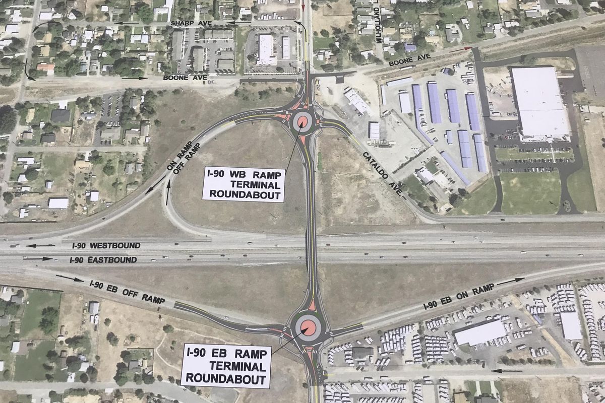 Aerial composite view of the Barker Road and planned roundabouts. (Courtesy photo)