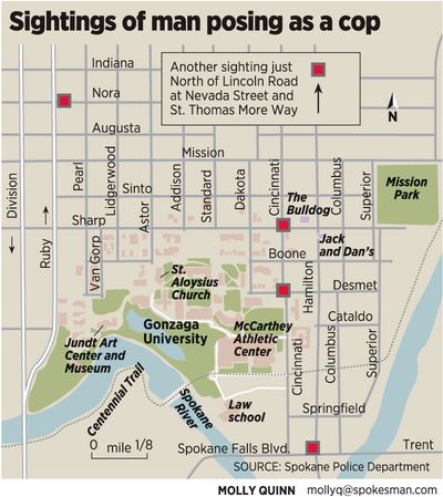 Five women since Sept. 4 have reported encounters with a man impersonating a police officer (Molly Quinn / The Spokesman-Review)