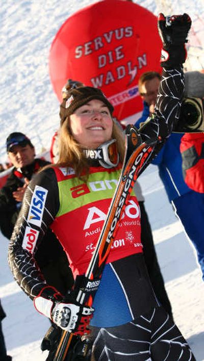 
Lindsey Vonn celebrates after winning an Alpine Ski women's World Cup race. Associated Press
 (Associated Press / The Spokesman-Review)