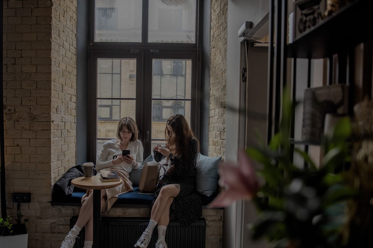 A cafe and co-working space popular with influencers in Kyiv, Ukraine, April 8, 2023. Ukrainian social media figures are increasingly using Ukrainian instead of Russian for their online content.    (Laetitia Vancon/The New York Times)