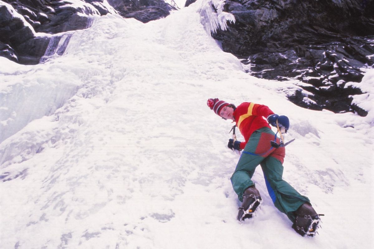 Dane Burns, Inland Northwest ice climbing expert, demonstrated his craft at Copper Falls for a newspaper story circa 1980.   (RICH LANDERS/FOR THE SPOKESMAN-REVIEW)