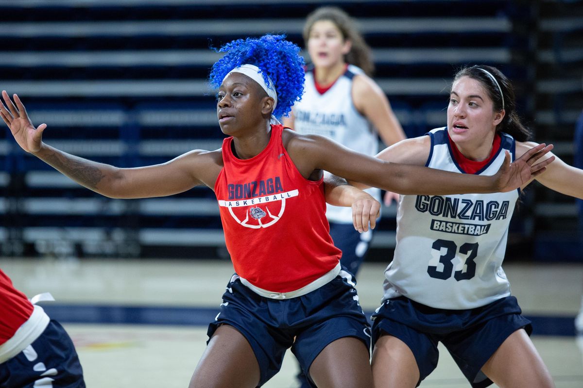 Gonzaga senior Zykera Rice calls for the ball during  practice at the McCarthy Athletic Center  on  Tuesday. (Libby Kamrowski / The Spokesman-Review)