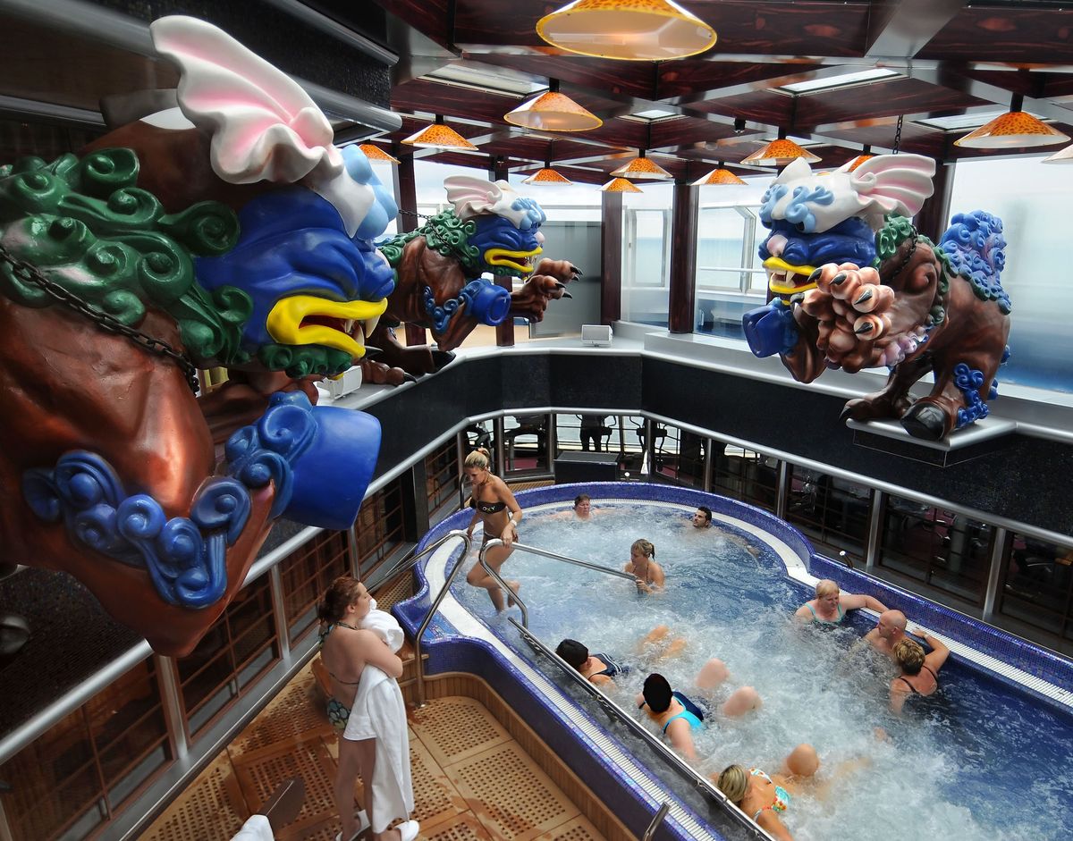 The Cloud 9 Spa on Carnival Splendor includes a Thalassotherapy pool with hovering dragon statues. Photos courtesy of Carnival (Photos courtesy of Carnival / The Spokesman-Review)