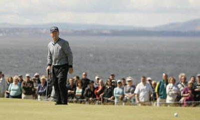 Tom Watson of the US looks at his putt on the 5th green during his final round Sunday. Associated Press
(Associated Press / The Spokesman-Review)