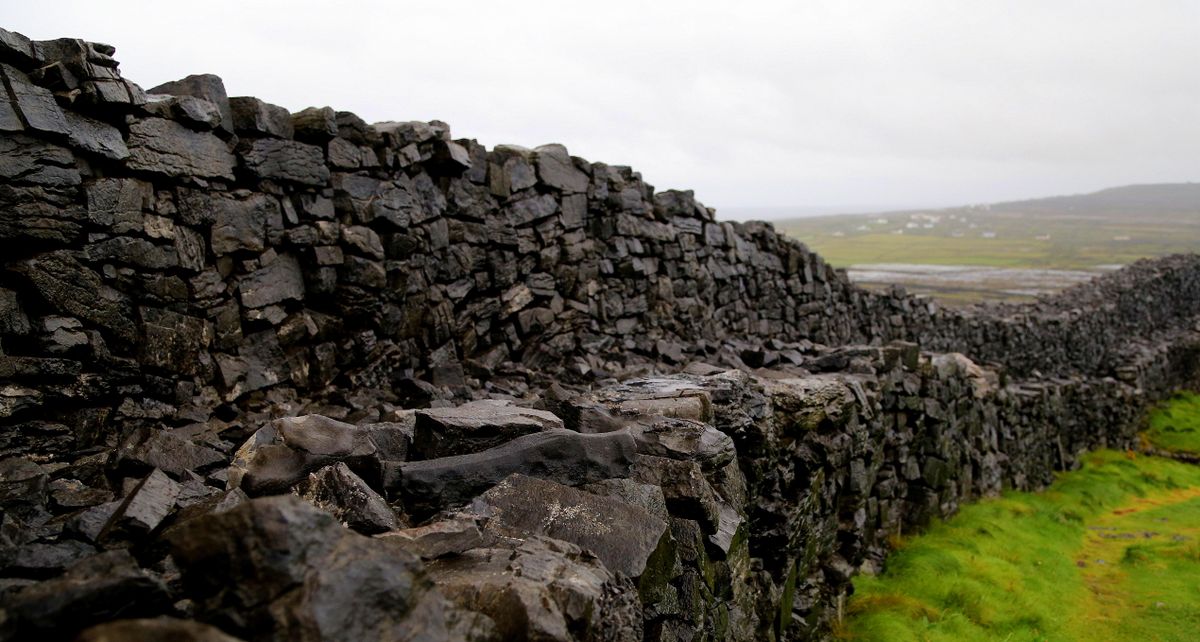 This Sept. 12, 2015, photograph shows the dramatic coastal scenery near the Black Fort on Inishmore. Hiking and biking are two popular attractions of Inishmore, one of the three Aran Islands off Ireland‘s west coast. (Michelle Locke / Associated Press)