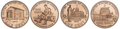 The themes for the newly redesigned penny represent the major aspects of Abraham Lincoln’s life, from his childhood in Kentucky at the left to his presidency in Washington, D.C. at the right. (Associated Press / The Spokesman-Review)