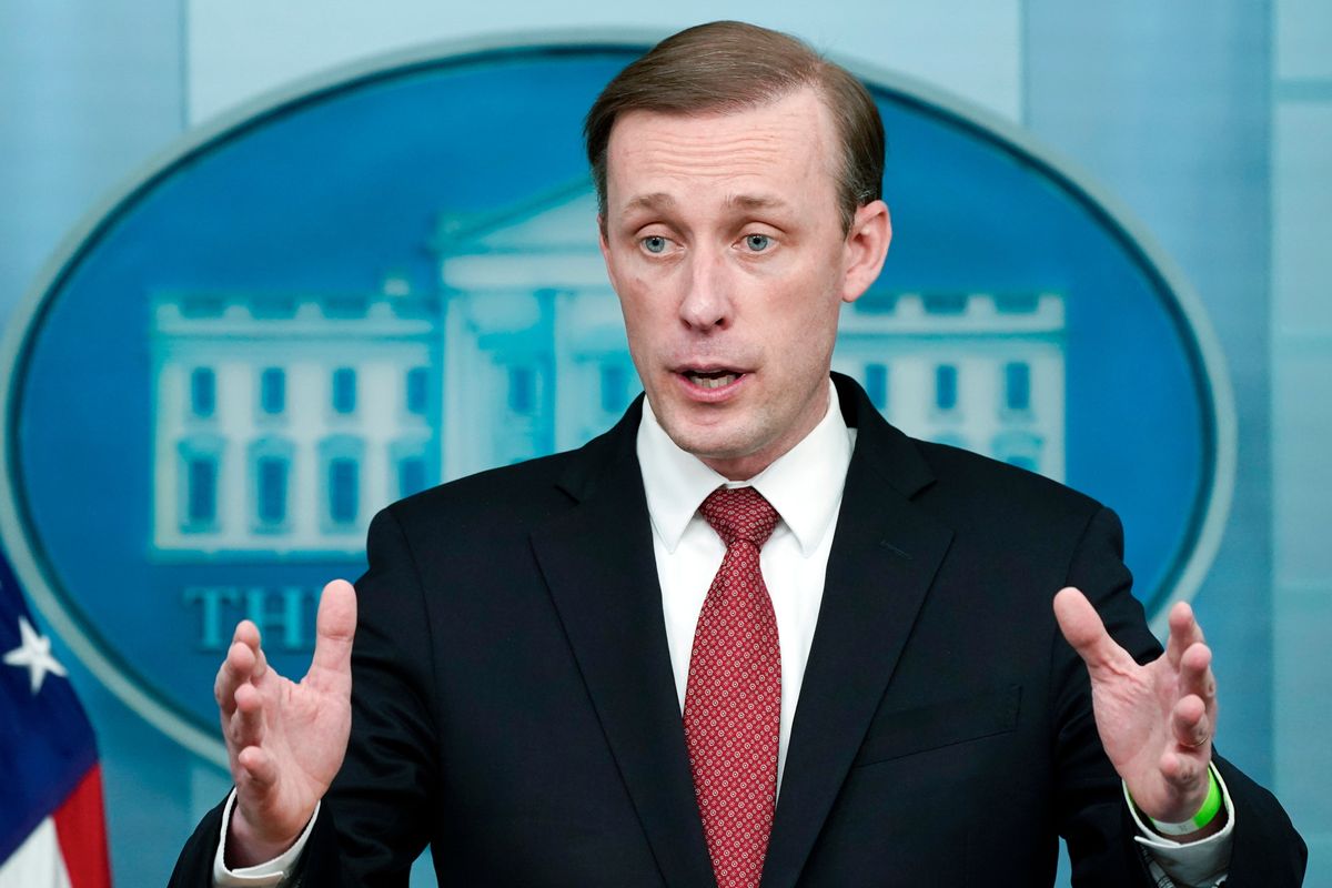 White House national security adviser Jake Sullivan speaks during a press briefing at the White House on Feb. 11 in Washington, D.C.  (Manuel Balce Ceneta)