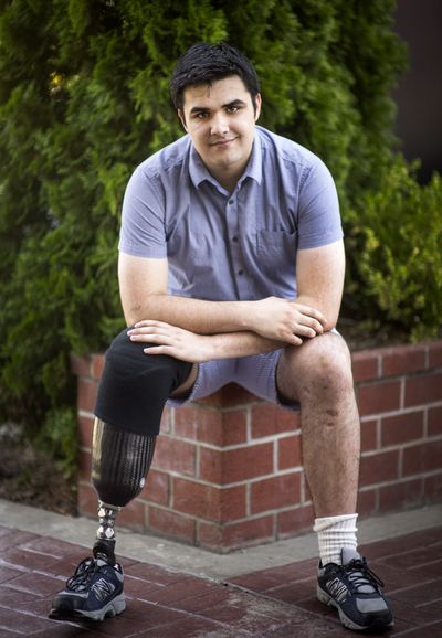 Sebastian Greene lost part of his right leg in a car accident in 2012. Greene applied to a camp in Ohio for young people with amputations – and much to his surprise received a grant to go. (Colin Mulvany)