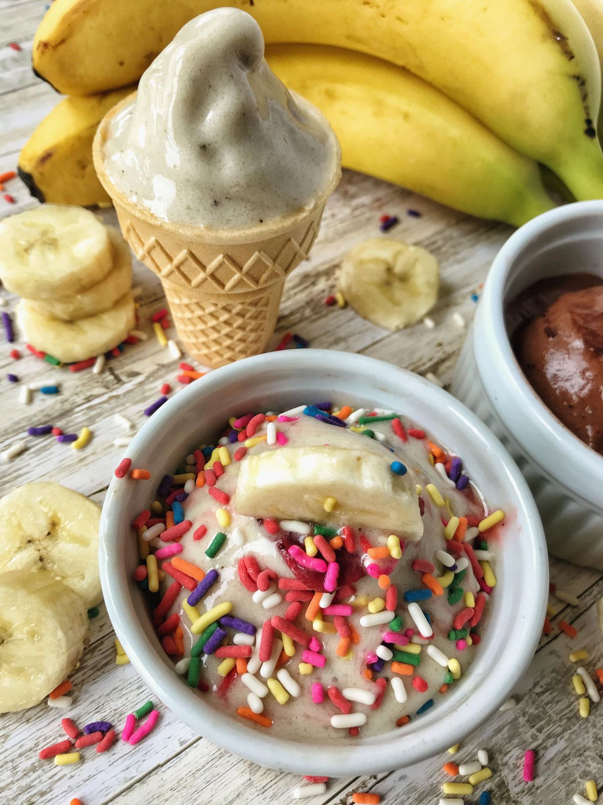 The only ingredient in this banana ice cream is frozen banana. Of course, you can mix in additional ingredients for flavor, if you want. (Audrey Alfaro)