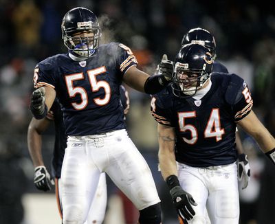 Chicago linebackers Lance Briggs, left, and Brian Urlacher head one of the NFL’s best defenses. (Associated Press)