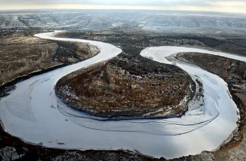 Milk River valley running through the Aageson Ranch north of Rudyard.  (Rion Sanders / Great Falls Tribune)