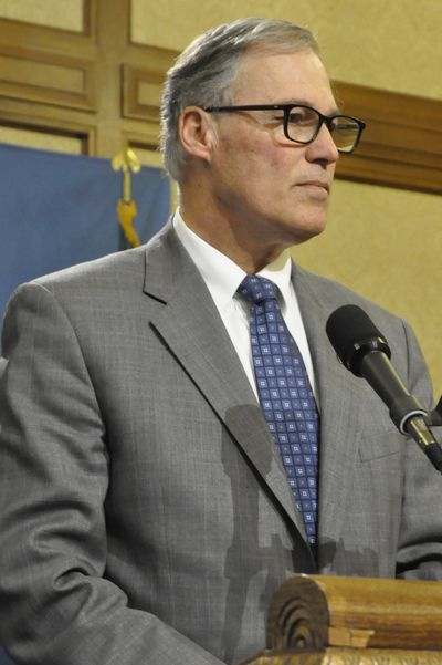 OLYMPIA -- Gov. Jay Inslee, at a March 7, 2016 press conference, says lawmakers shouldn't need a special session and says he will veto bills if they don't reach a budget by March 10. (Jim Camden/The Spokesman-Review)