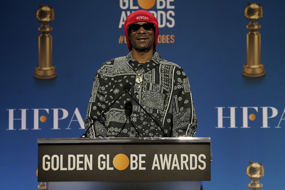 Snoop Dogg announces nominations for the 79th annual Golden Globe Awards at the Beverly Hilton Hotel on Monday, Dec. 13, 2021, in Beverly Hills, Calif. The 79th annual Golden Globe Awards will be held on Sunday, Jan. 9, 2022. (Chris Pizzello)