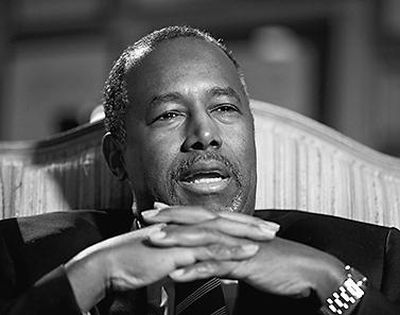 GOP presidential candidate Ben Carson speaks during Wednesday’s AP interview.