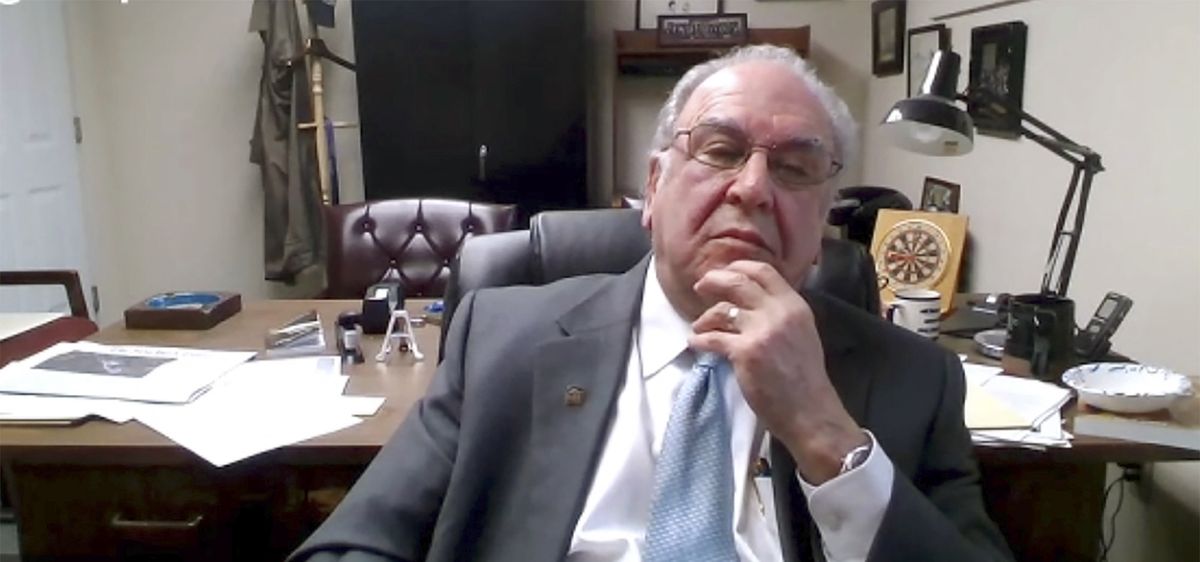 In this image taken from court video, Norman Effman, attorney for Harvey Weinstein, participates in a hearing for him, Friday, April 30, 2021. Effman indicated he will continue to challenge the imprisoned movie producer's transfer to California to face rape and sexual assault charges.  (HOGP)