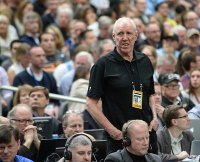 Basketball great Bill Walton watches Gonzaga play South Carolina, Sat., April 1, 2017, in their NCAA Final Four game in Phoenix. (Dan Pelle/SR photo)