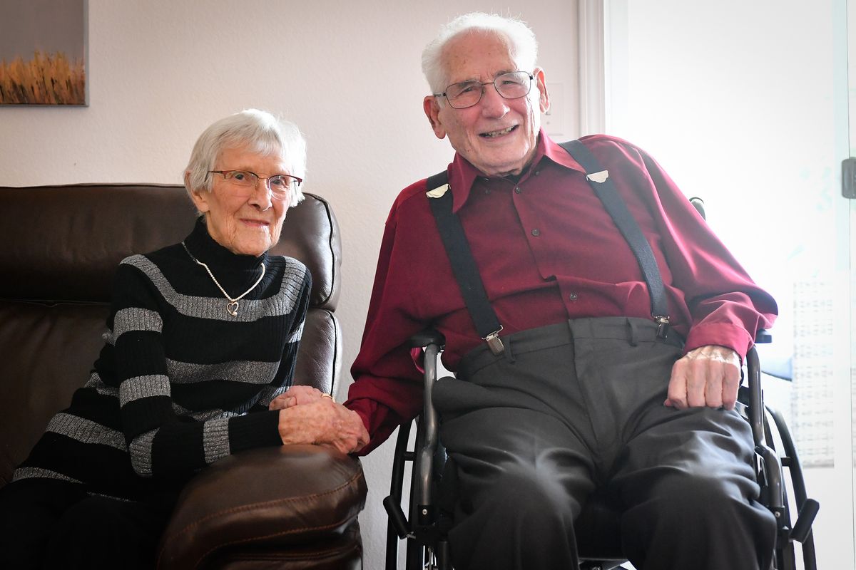 Harlan and Alvorine Heglar, both 94, pose for a photo at their home on Sept. 15 in Spokane. The couple recently celebrated their 73rd anniversary.  (Tyler Tjomsland/The Spokesman-Review)