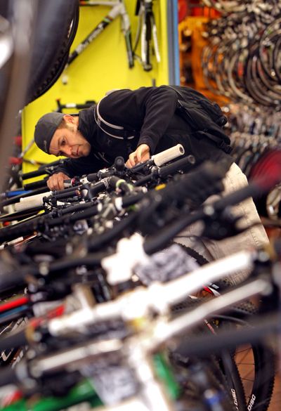 Jeff Long browses the merchandise at Big Shark Bicycle Company in St. Louis. Big Shark has offered a layaway plan for years. But in the present economy, layaway has become a more popular option for consumers. (File)