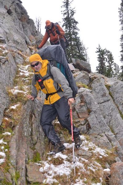 With his bear spray in a handy spot on his pack strap, Outdoors editor Rich Landers hikes through the Absaroka-Beartooth Wilderness. (Sott Wolff)