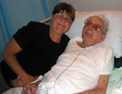 Truxton Oehrlin’s daughter, Jan Stanton, visits his room at a Coeur d’Alene nursing home.  (Alison  Boggs / The Spokesman-Review)