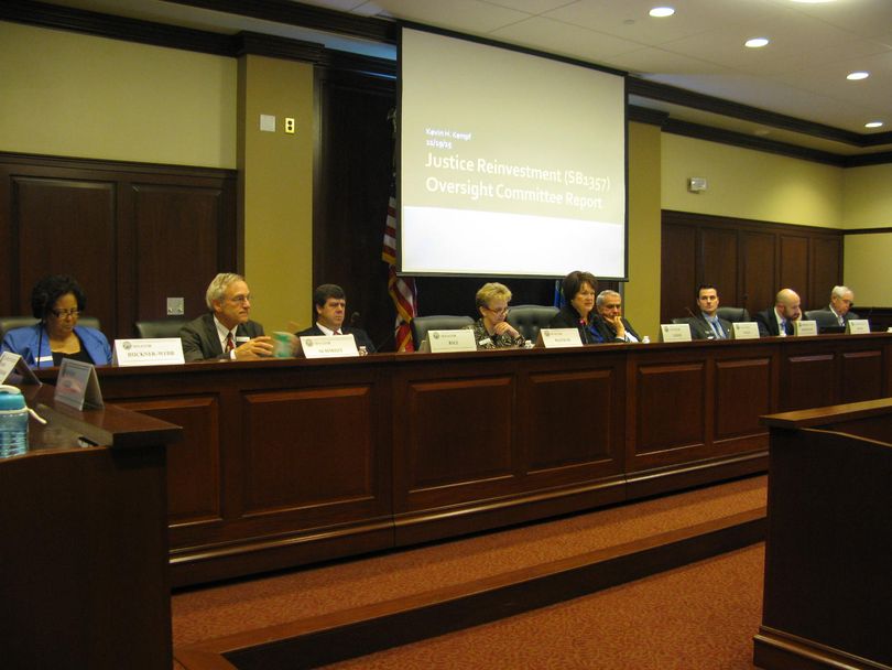 Lawmakers on the Criminal Justice Reinvestment Oversight Committee meet at the state Capitol on Thursday morning (Betsy Z. Russell)