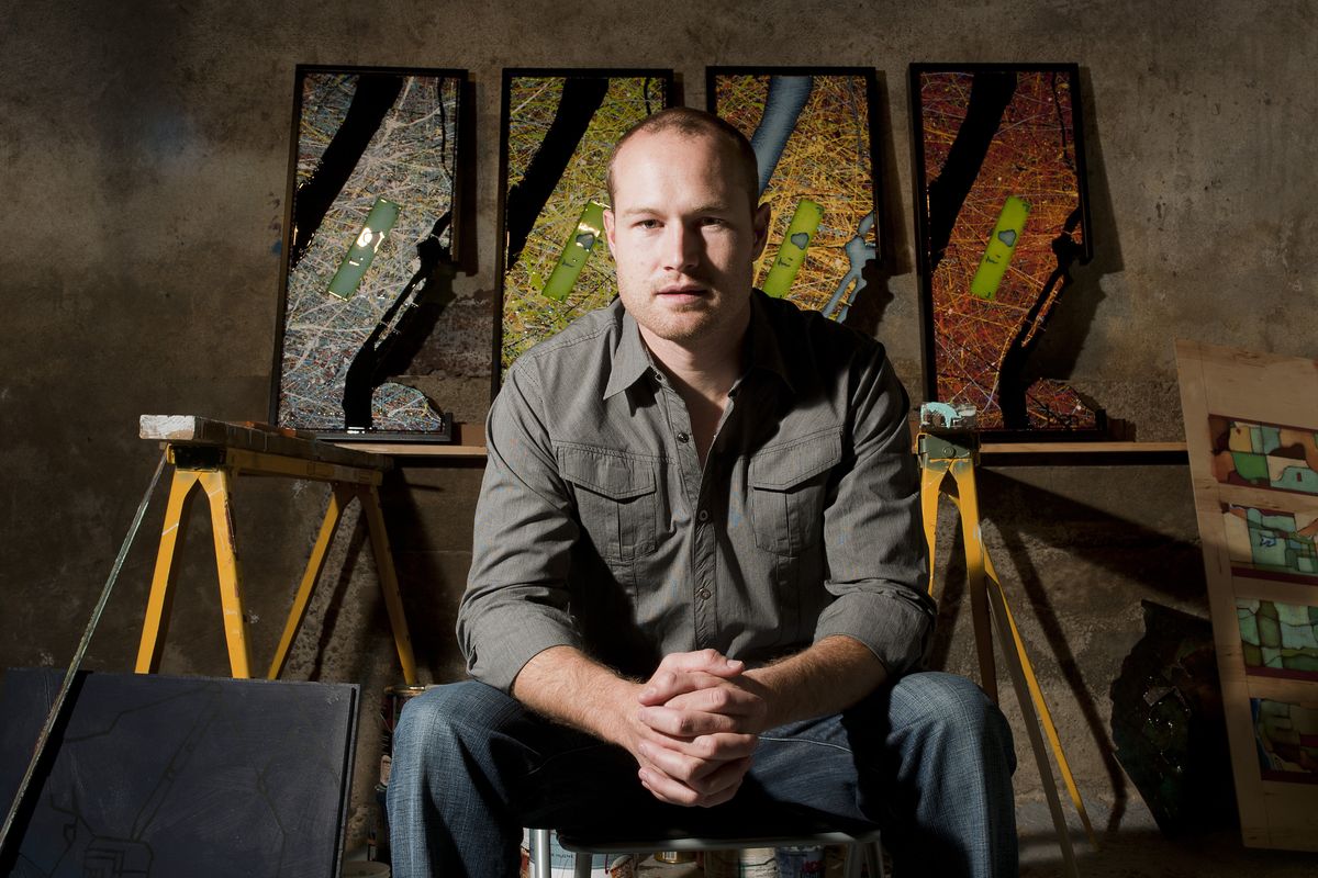 Artist Ben Joyce, 33, has moved on from traditional landscapes to the abstract. (COLIN MULVANY PHOTOS)