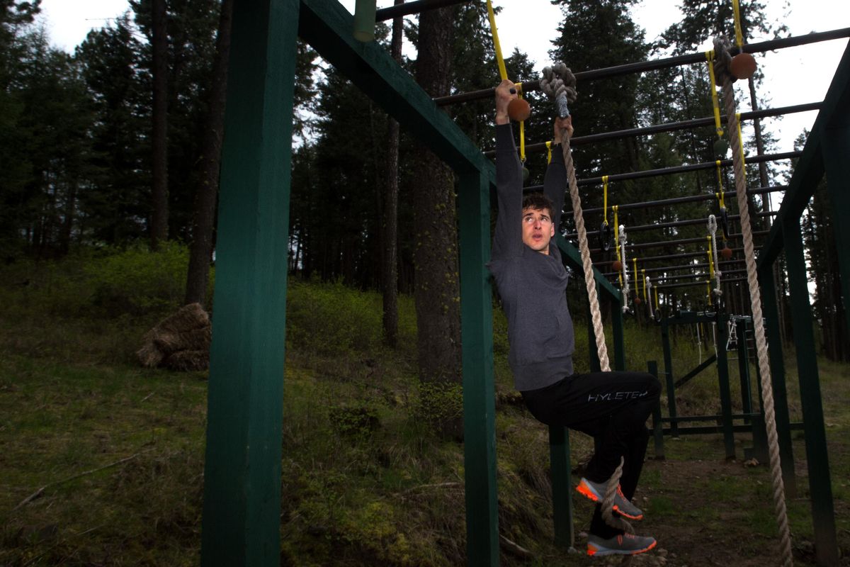 Ben Greenfield poses for a photo at his home obstacle course on April 20. Greenfield has been selected to join a group of elite obstacle racing competitors as they battle their way to the 2017 Reebok Spartan Race World Championship. (Tyler Tjomsland / The Spokesman-Review)