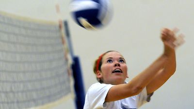 Coeur d’Alene High School senior Natalie Stewart practices volleyball at the school on Aug. 28.  (Kathy Plonka / The Spokesman-Review)