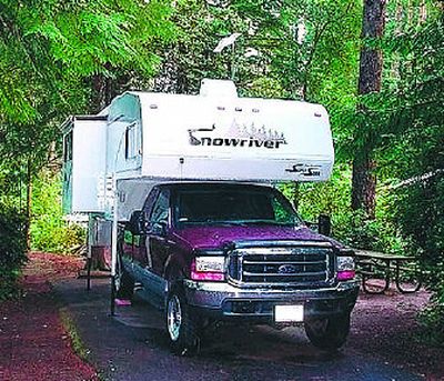 
Vi and George Chambers' Ford pickup and 2004 Snowriver camper. 
 (Photo courtesy of Vi and George Chambers / The Spokesman-Review)