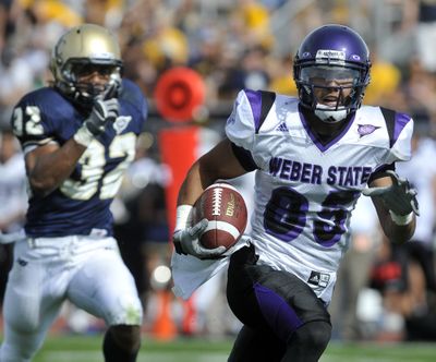 Weber State's Shaydon Kehano, right, runs for a touchdown in the Wildcats win over Northern Colorado last Saturday. (Associated Press)
