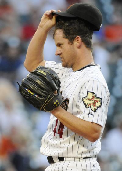 Astros’ Roy Oswalt allowed four hits and zero runs against Brewers.AP (AP)