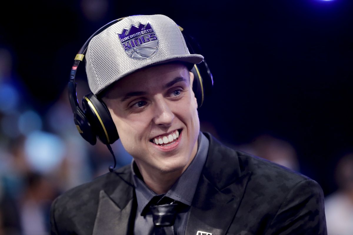 Zach Collins answers questions during an interview after being selected by the Sacramento Kings as the 10th pick overall during the NBA basketball draft, Thursday, June 22, 2017, in New York. (Frank Ii / Associated Press)