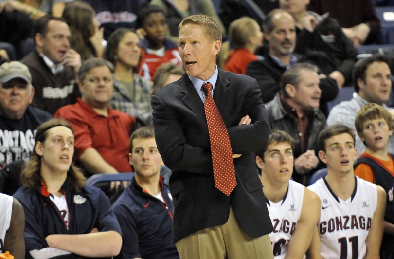 Gonzaga coach Mark Few, conversing with officials Wednesday, says his team did a good job getting to the holiday break with only one loss.
