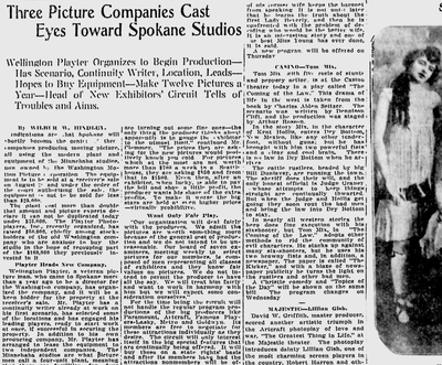 Spokane had still not given up on the dream of becoming Hollywood North, The Spokesman-Review reported. (SR archives)