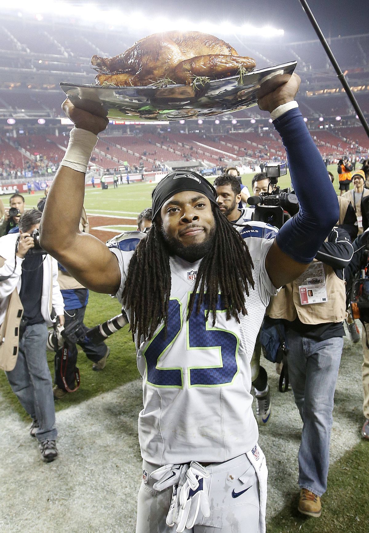 Richard Sherman and the Seahawks rarely have turkeys in big games. (Associated Press)