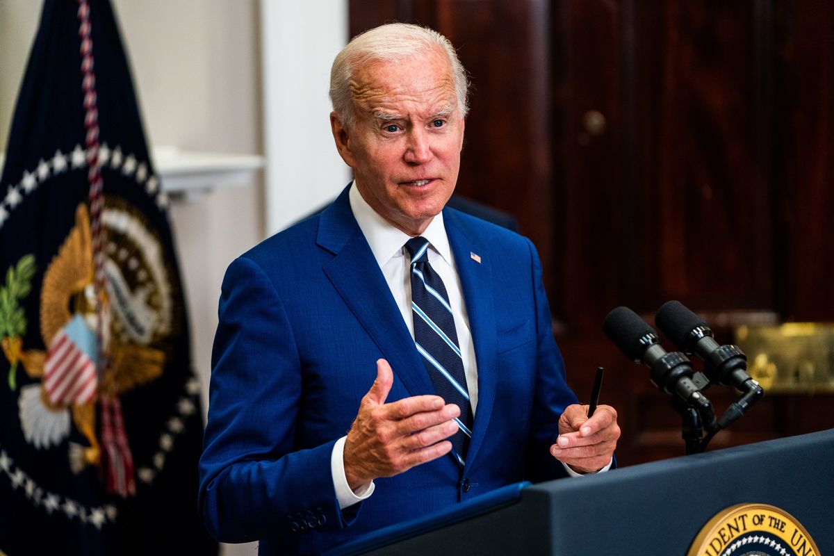 President Biden at the White House Tuesday, speaking about coronavirus vaccines for children under 5 years old. MUST CREDIT: Washington Post photo by Demetrius Freeman.  (Demetrius Freeman/The Washington Post)