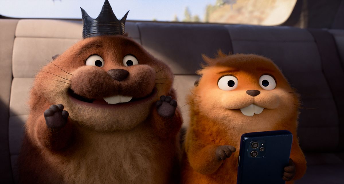 King George, left, and Mabel Beaver in Disney and Pixar