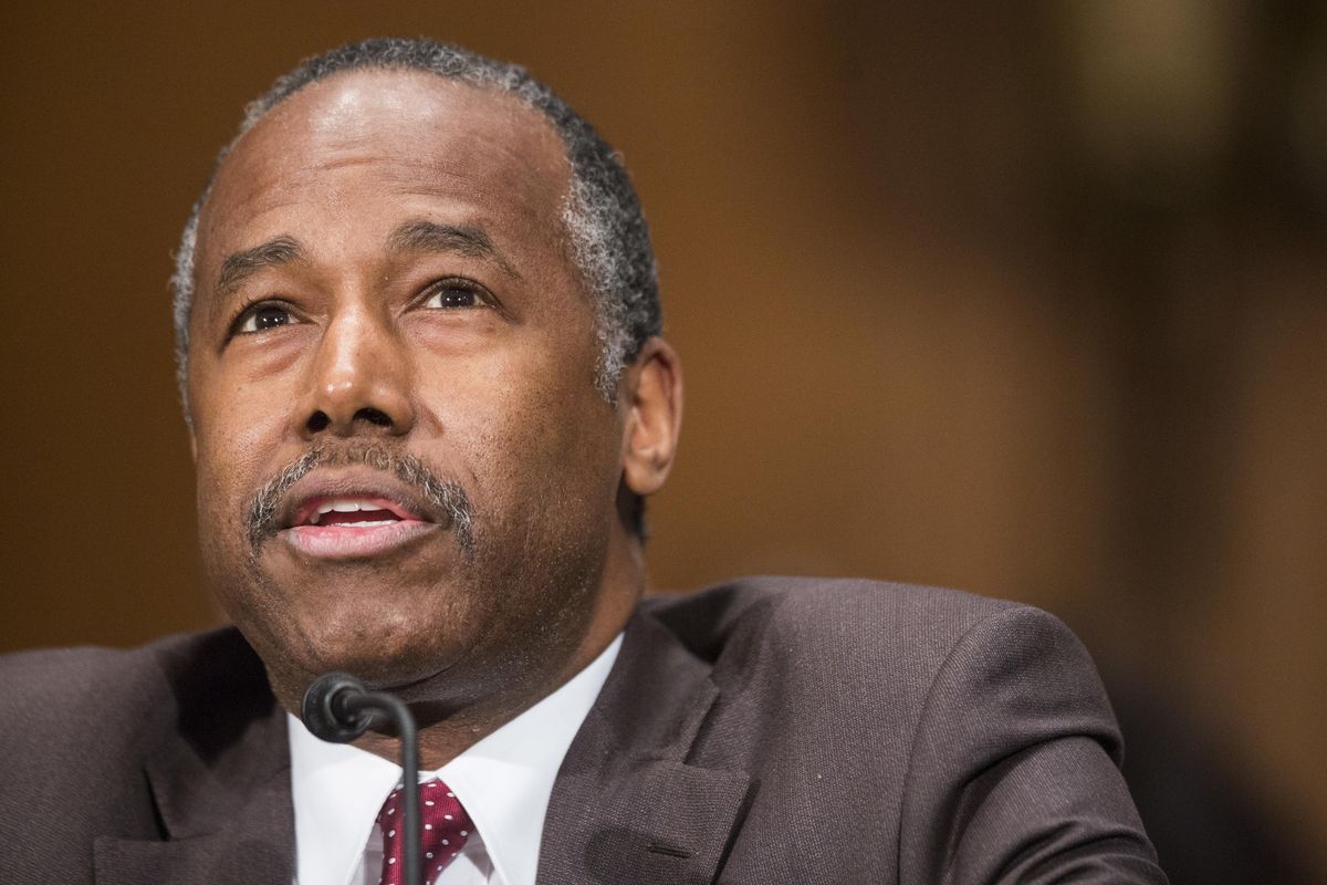 Housing and Urban Development Secretary-designate Ben Carson testifies on Capitol Hill in Washington, Thursday, Jan. 12, 2017, at his confirmation hearing before the Senate Banking, Housing, and Urban Affairs Committee. (Zach Gibson / Associated Press)