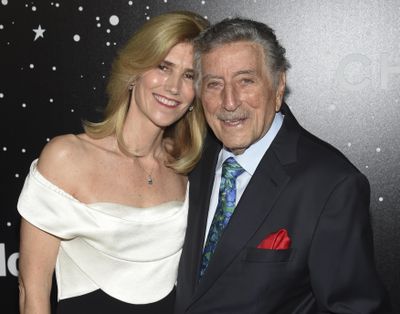 Singer Tony Bennett and wife Susan Benedetto attend the Museum of Modern Art film benefit tribute to Martin Scorsese  on Nov. 19, 2018, in New York. (Evan Agostini / Associated Press)