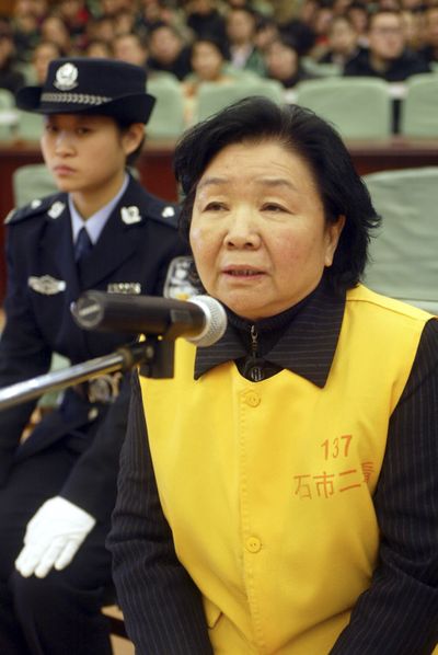 Tian Wenhua, Sanlu Group Co.’s ex-board chairwoman and general manager, stands trial in Shijiazhuang, in China’s Hebei Province, on Wednesday.  (Associated Press / The Spokesman-Review)