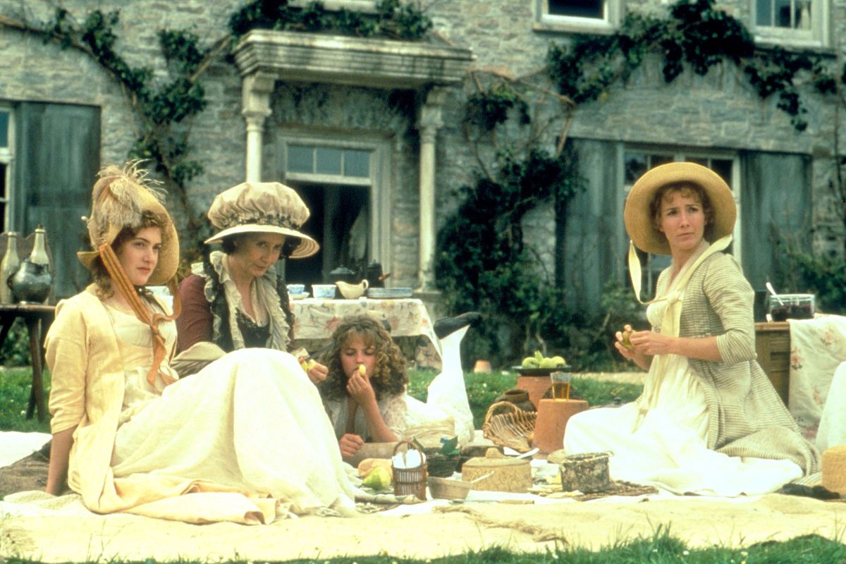 Kate Winslet, left, Gemma Jones, Myriam Emilie Francois and Emma Thompson on the set of "Sense and Sensibility," circa 1995.   (Getty Images)