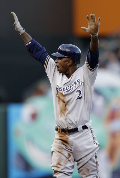 Brewers outfielder Nyjer Morgan is hitting .323 for the N.L. Central leaders. (Associated Press)