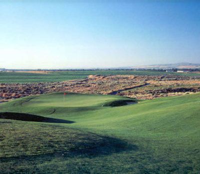 
Nearly every tee shot involves a forced carry over desert sand and sagebrush to well-manicured fairways.
 (Photo courtesy of Horn Rapids / The Spokesman-Review)