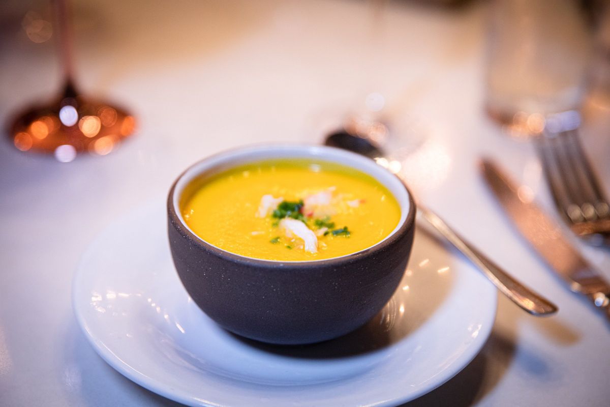 The butternut squash soup with Dungeness crab is one of features editor Don Chareunsy's culinary favorites of all time in Spokane.  (Courtesy of Ari Nordhagen)