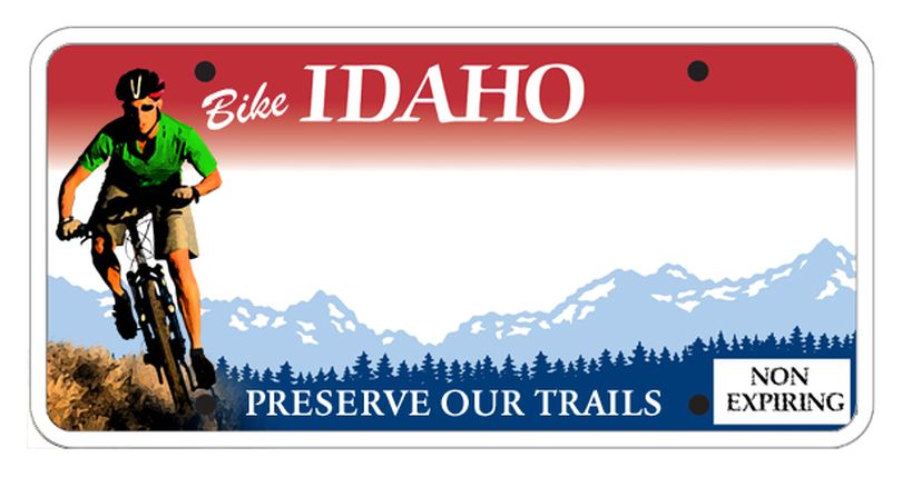 This is the design for the new Idaho special license plate to benefit mountain biking trails around the state. Gov. Butch Otter signed the bill creating the plate into law, along with another to benefit wilderness stewardship through the Selway-Bitterroot Foundation. (Courtesy photo / Idaho Legislature)