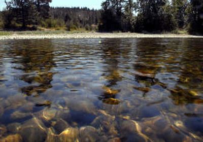 
Waves of sunlight hit rocks at the bottom of the Spokane River bank close to the Idaho border, where portions of the river are slated for  treatment to mitigate lead and arsenic buildup from mining in the Coeur d'Alene basin. 
 (Holly Pickett / The Spokesman-Review)