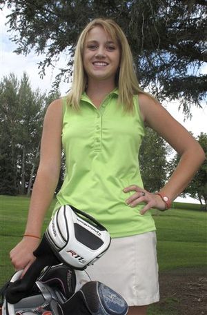 In this photo taken on Thursday, Sept. 6, 2012, Sierra Harr, who helped the Castleford High School boy's golf team win Idaho's 2A championship in May, poses for a portrait at the Clear Lakes Country Club near Buhl, Idaho. The Idaho High School Activities Association is mulling rule changes that could prevent the 16-year-old from golfing with the boy's team this spring. (AP / John Miller)